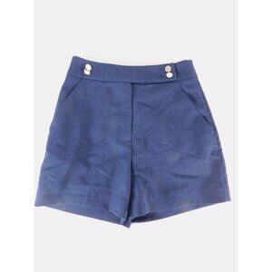 H&M Sailor Shorts Womens 4 Navy Blue Button Waist High Rise Casual Summer